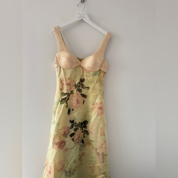 GEISHA DESIGNS Floral Maxi Slip Dress in Light Yellow M - Picture 7 of 12